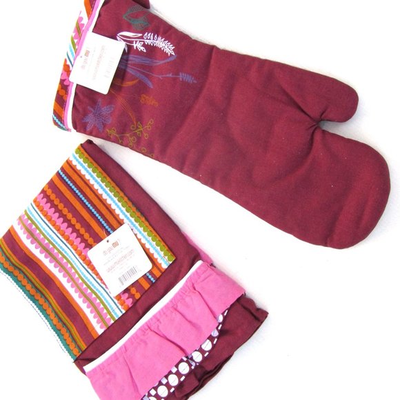 Mu Kitchen Apron and Matching Oven Glove Cotton NWT - Picture 3 of 7